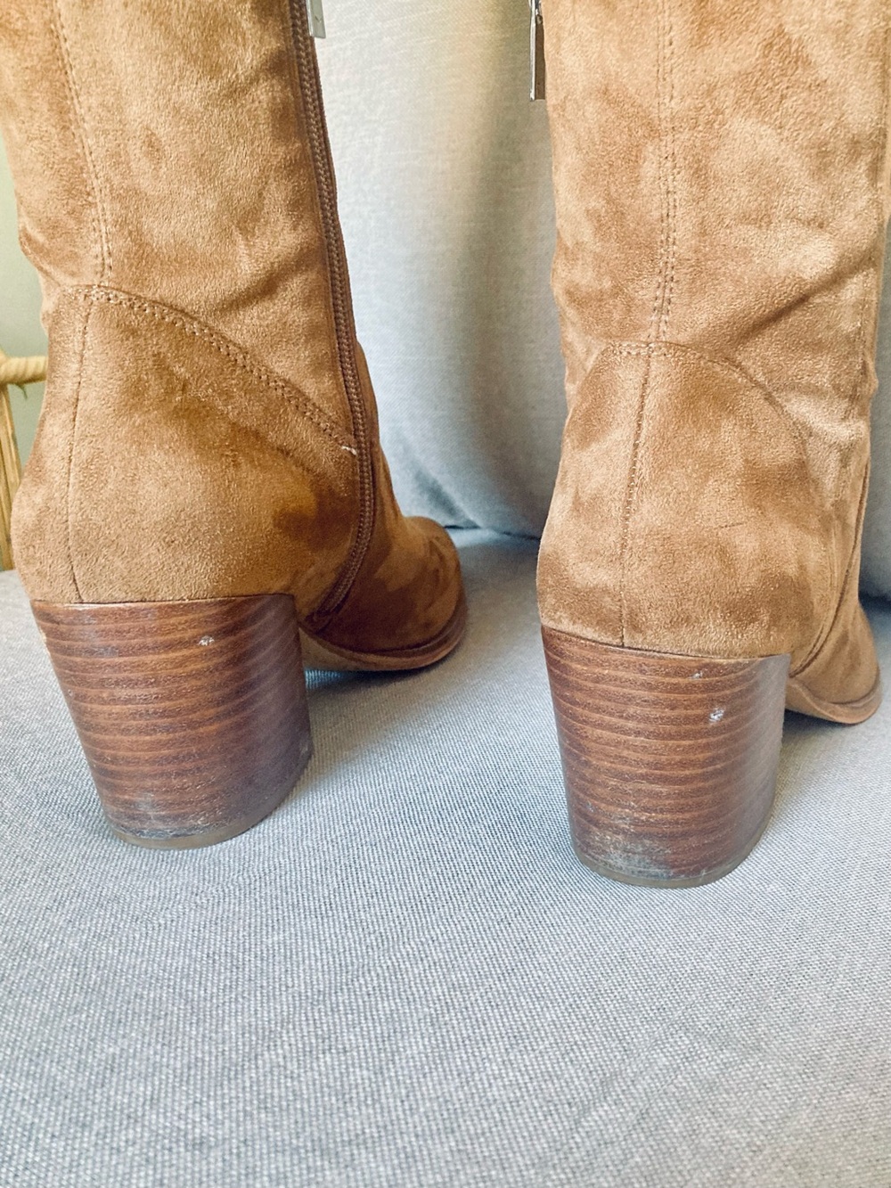 Marc Fisher LTD Over The Knee Suede Boots Tan 8M Block Heel - Picture 6 of 9